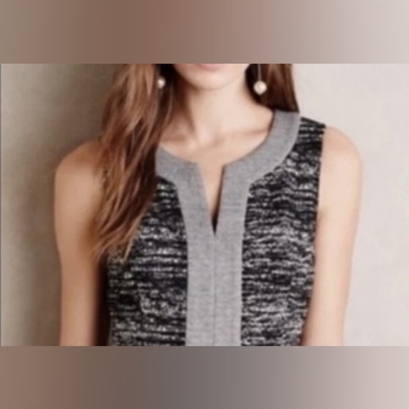 Anthropologie Tabitha Tema Dress Sheath Marled Stretch Knit In Grey And Black 8 - Picture 3 of 16